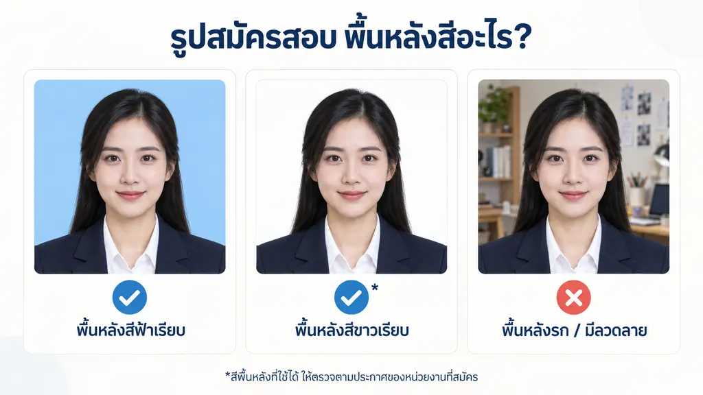 รูปสมัครสอบราชการพื้นหลังสีฟ้าหรือสีขาว