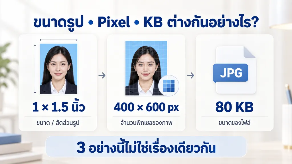 ความแตกต่างขนาดรูป Pixel และ KB สำหรับสมัครสอบราชการ