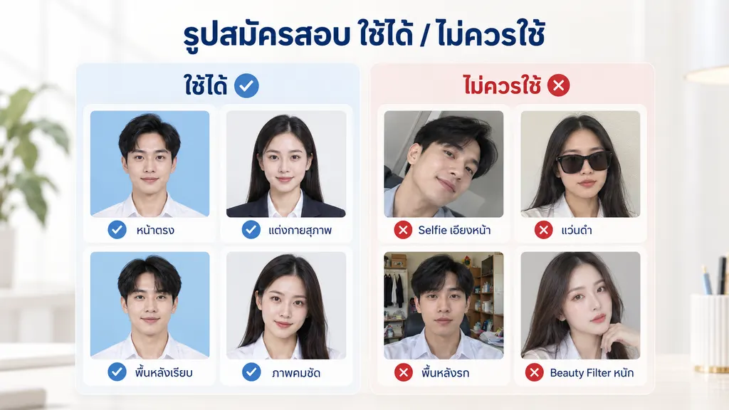 ตัวอย่างรูปสมัครสอบราชการที่ถูกต้องและไม่ถูกต้อง