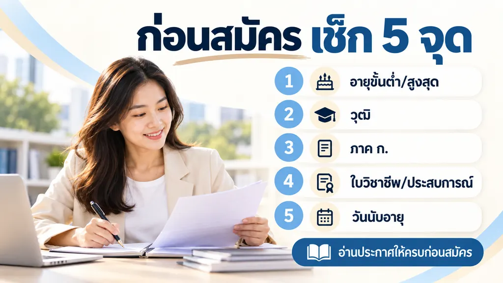 เช็กลิสต์ 5 จุดก่อนสมัครสอบราชการ อายุ วุฒิ ภาค ก ใบวิชาชีพและวันนับอายุ