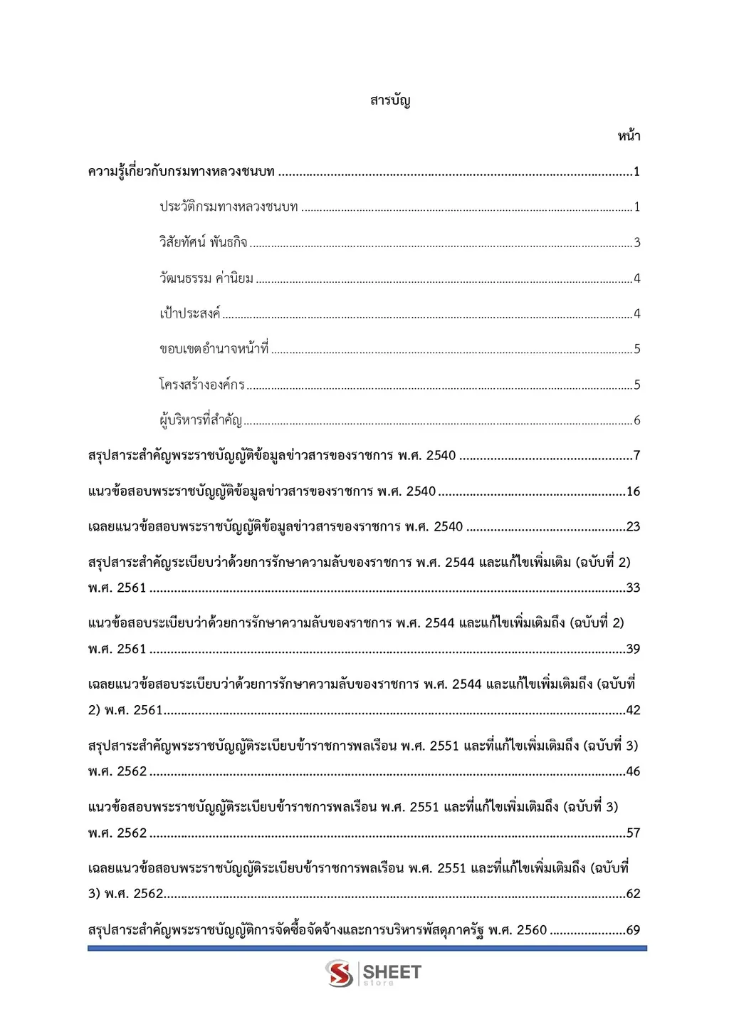 สารบัญ แนวข้อสอบ เจ้าพนักงานธุรการปฏิบัติงาน กรมทางหลวงชนบท [พ.ย. 2569] หน้า 1