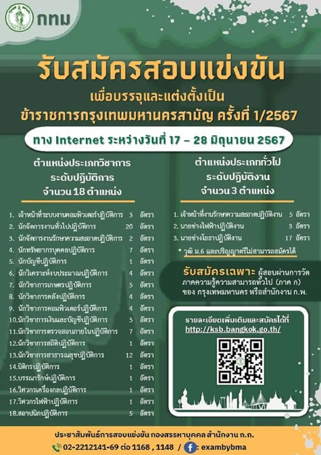 สมัครสอบ กทม 2567